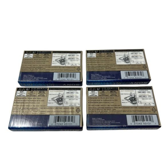 Sony Hi Fi 90 Minute Normal Bias Type 1 Blank Cassette Tapes Lot of 4 - Picture 2 of 3